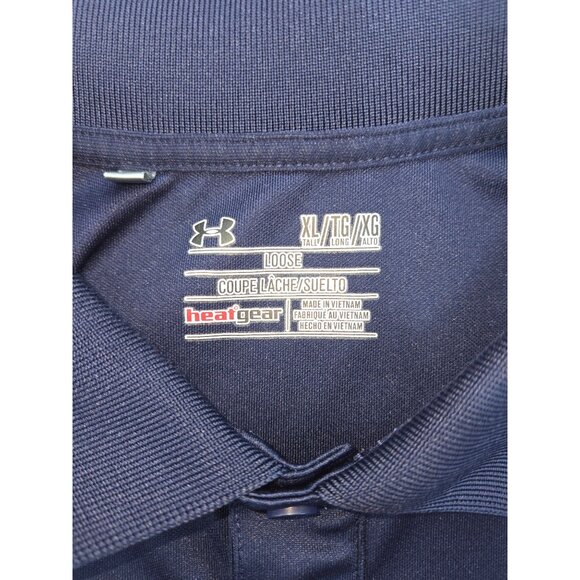 Under Armour Notre Dame Polo Shirt XL HeatGear Navy Blue Loose Fit Mens Apparel - Picture 4 of 7